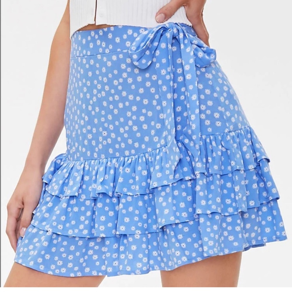 Floral flounce tiered skirt
